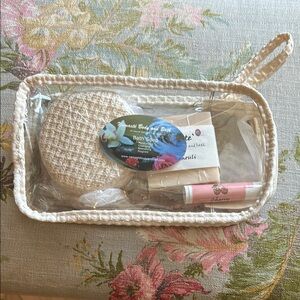 Cream and Pink Hand Soap Set with Bath & Body Essentials